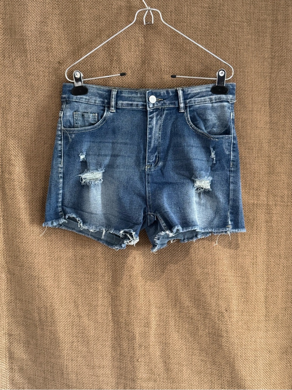 Jessica Jeans Classic Distressed Stretchy Women's Denim Shorts - Blue